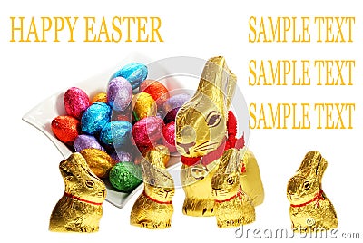 Golden chocolate Easter bunnies Stock Photo