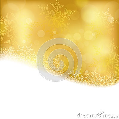 Golden Christmas background with blurry lights Stock Photo