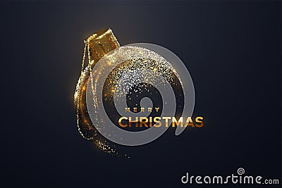 Golden Christmas ball on black background Vector Illustration