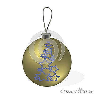 Golden Christmas ball with pattern isolated on a transparent background. Vector Illustration