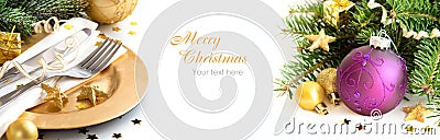 Golden Christmas decor Stock Photo