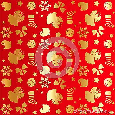 Golden christmas element sseamless pattern Stock Photo