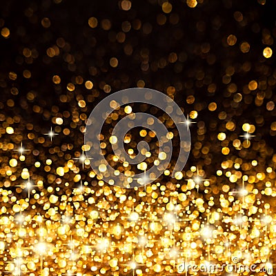 Golden Christmas Lights Background Stock Photo