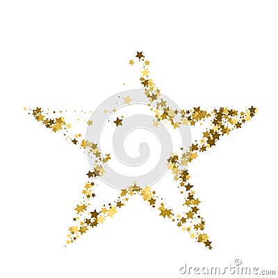 Golden Christmas star. Gold star confetti background Vector Illustration