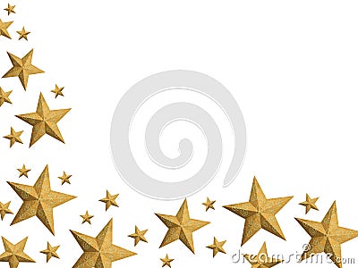 Golden Christmas stars stream - isolated Stock Photo