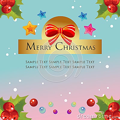 Golden christmas theme with ribbon decoration Vector Illustration