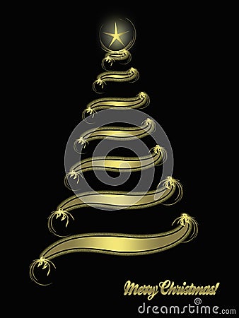 Golden Christmas tree Stock Photo
