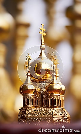 Golden church in the background, AI Stock Photo