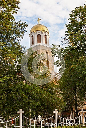 Golden church dome under the sky Stock Photo