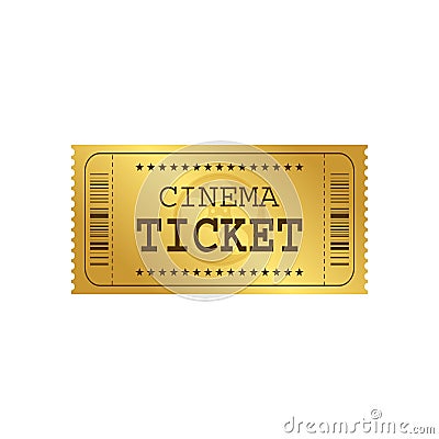 Golden cinema ticket template. Vector illustration Vector Illustration