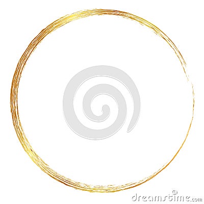 Golden circle crayon frame Vector Illustration