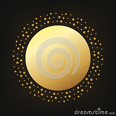 Golden circle plate. Vector illustration Cartoon Illustration