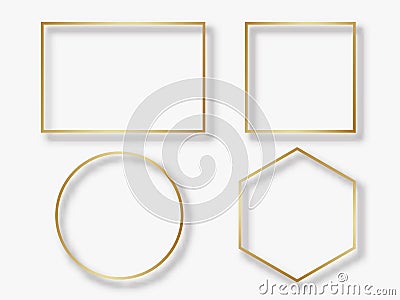 Golden circle and square frame Vector Illustration