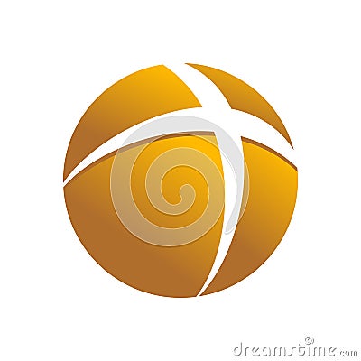 Golden Circular Cross Globe Symbol Logo Design Vector Illustration