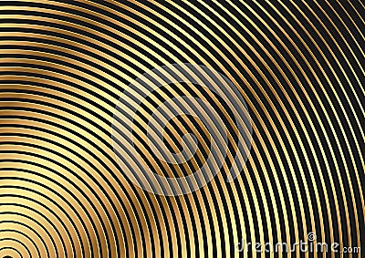 Golden Circular Striped Pattern Background Vector Illustration