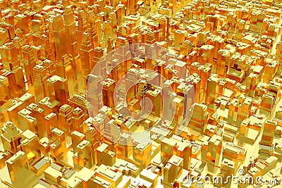 Golden city. Abstract business background Cartoon Illustration