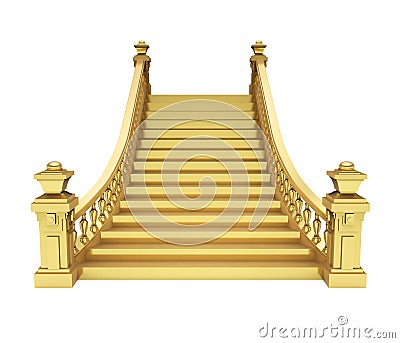 Golden Classic Staircase Isolated Stock Photo