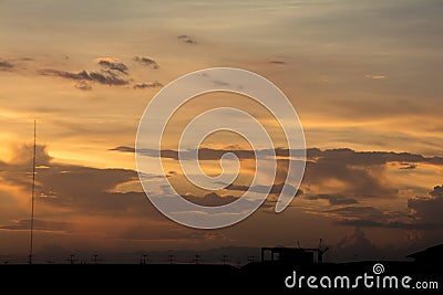 Golden cloud in the sky during sunset Stock Photo
