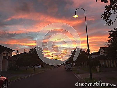 Golden Clouds Sunset Editorial Stock Photo