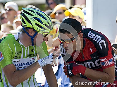 Golden, CO - Aug 28: George Hincapie and Elia Vivi Editorial Stock Photo