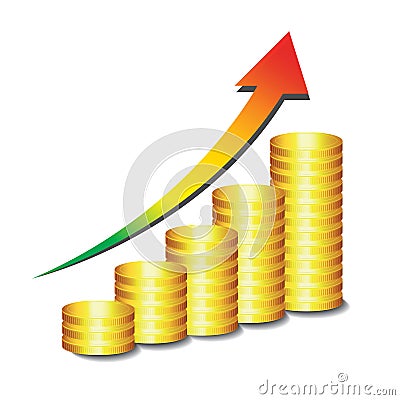 Golden coin graph money Vector Illustration