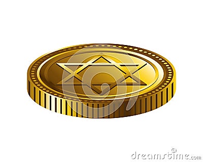 golden coin with jewish stars hanukkah Vector Illustration