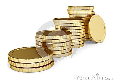 Golden coin lay pile Stock Photo