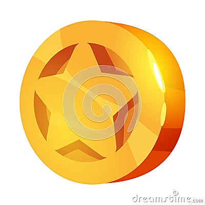 Golden Coin or Token as Game Object Vector Illustration Vector Illustration