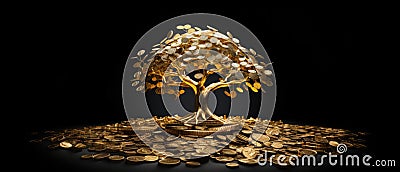 Golden Coin Tree Symbolizing Wealth And Business Growth Stock Photo