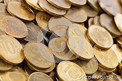 Golden coins background Stock Photo