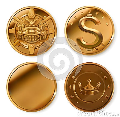 Golden coins. vector icon set Vector Illustration