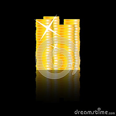 Golden coins stacks Vector Illustration