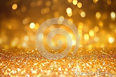 Golden color abstract glitter texture background for holidays with bokeh Stock Photo