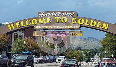 Golden Colorado Main Street Editorial Stock Photo