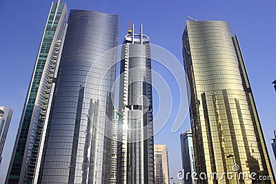 Golden colour tower in dubai Stock Photo