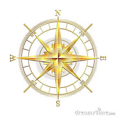 Golden compass rose Vector Illustration