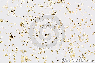 Golden confetti on white background Festive party or holiday glitter backdrop Stock Photo