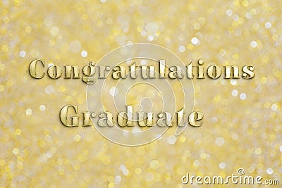 Golden `Congratulations Graduate` text on festive background Stock Photo