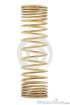 Golden or copper helical coil spring, 3D rendering Stock Photo