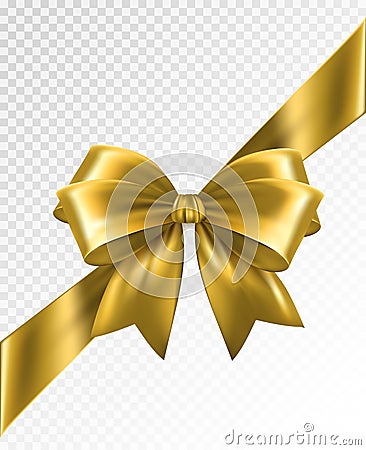 Golden corner ribbon with Bow - Vector design element Vector Illustration