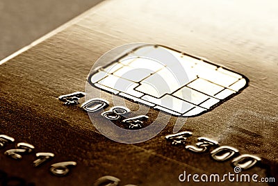 Golden credit card Stock Photo