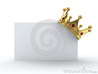 Golden crown on blank card Stock Photo