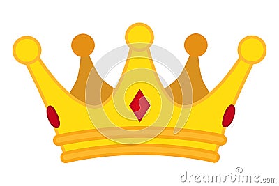 Golden crown cartoon icon. Vector jewelry for monarch. Vector Illustration