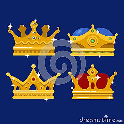 Golden crown of emperor icon or monarch tiara Vector Illustration