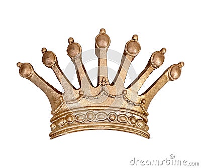 Golden crown isolated on white background. Design element with clipping path Stock Photo