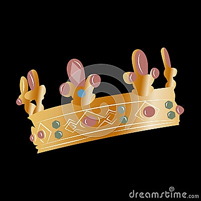 golden crown with many gemstones Vector Illustration