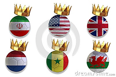 A golden crown on the top of foot ball for FIFA world cup 2022 Stock Photo