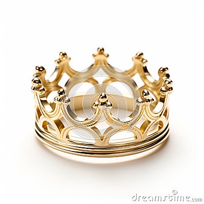 Crown Ring - Elegant Gold Jewelry On White Background Stock Photo