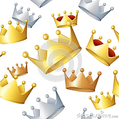 Golden Crowns Background Pattern. Vector Vector Illustration