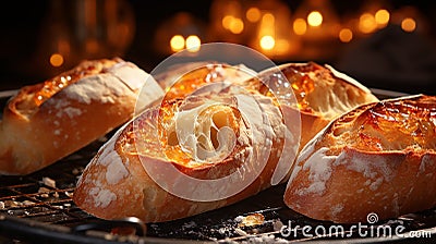 freshly baked French baguette Stock Photo